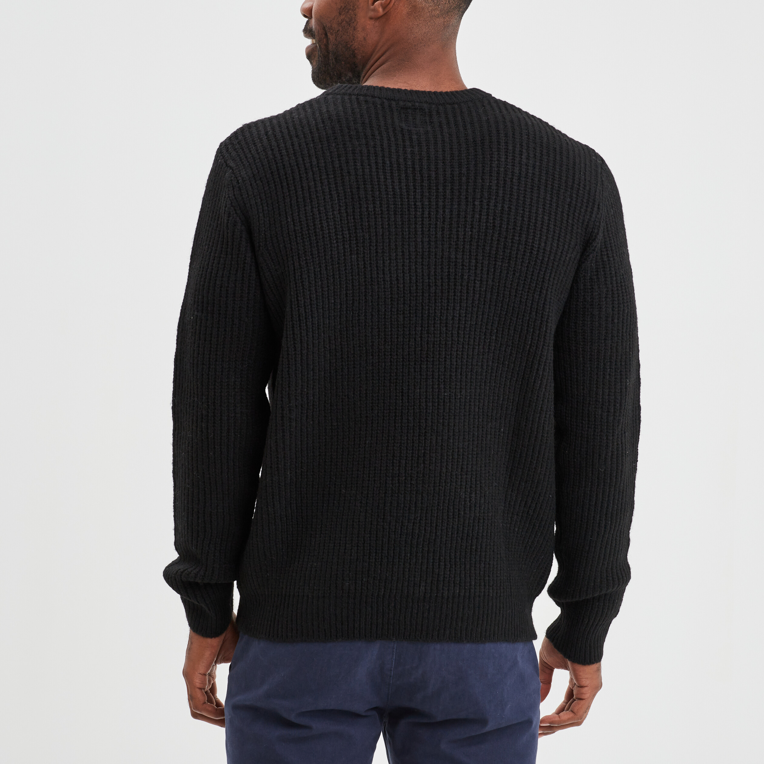 Pull col rond manches longues noir homme | La Halle