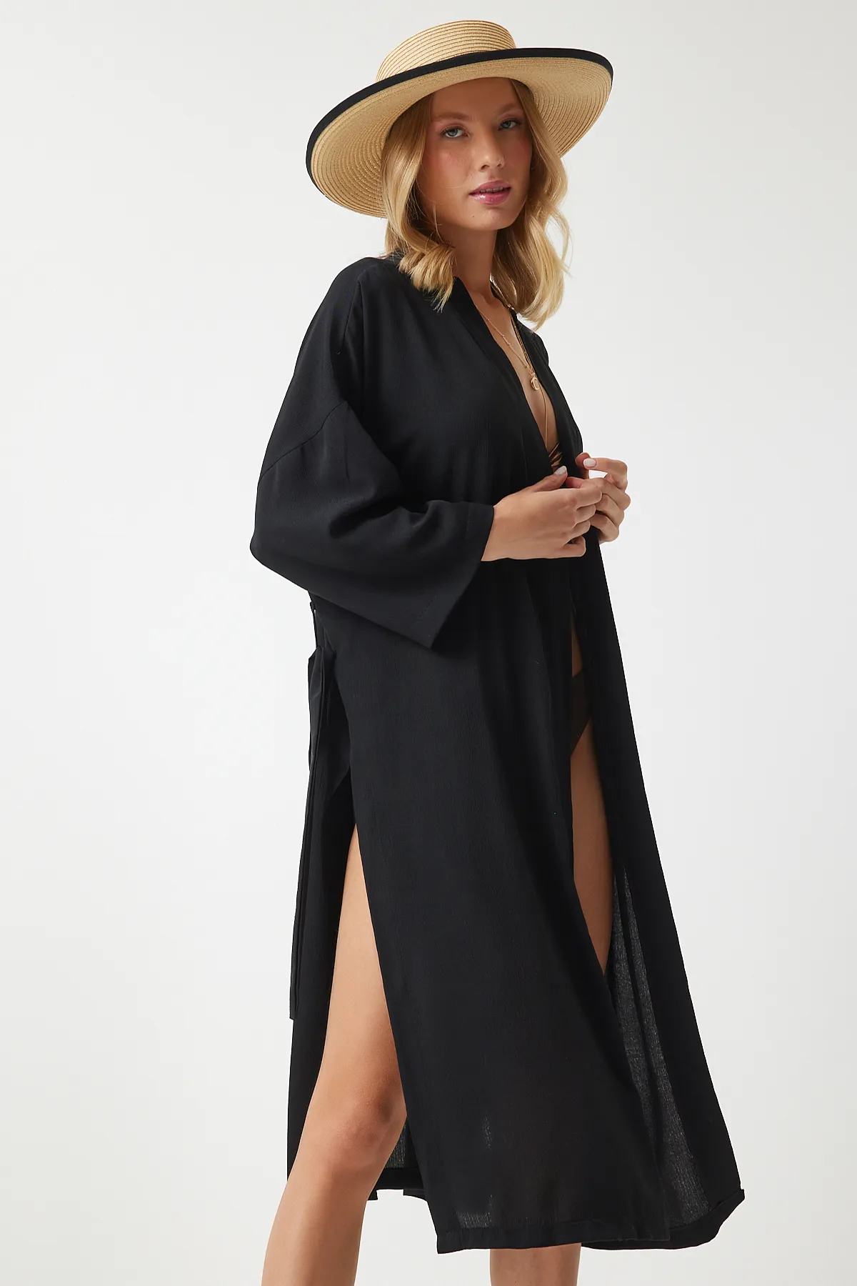 Happiness İstanbul  Kimono & Kaftan - Schwarz - Regular Fit