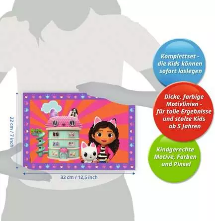 CreArt Gabby's Dollhouse - Malen nach Zahlen für Kinder ab 5 Jahren