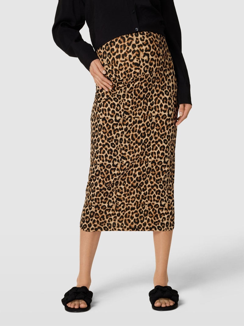 Umstands-Midirock mit Animal-Print Modell 'MIA' in schwarz