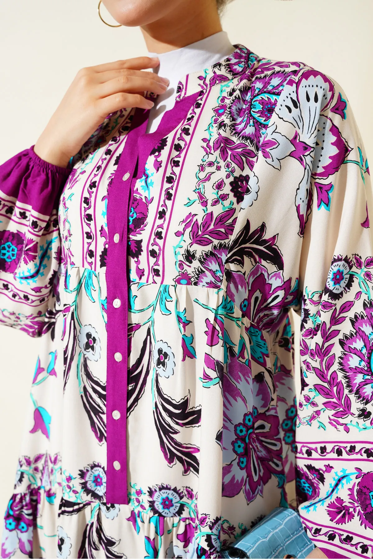 Bigdart  Damen Hijab-Kleid aus Viskose, Pflaumencreme, 2423