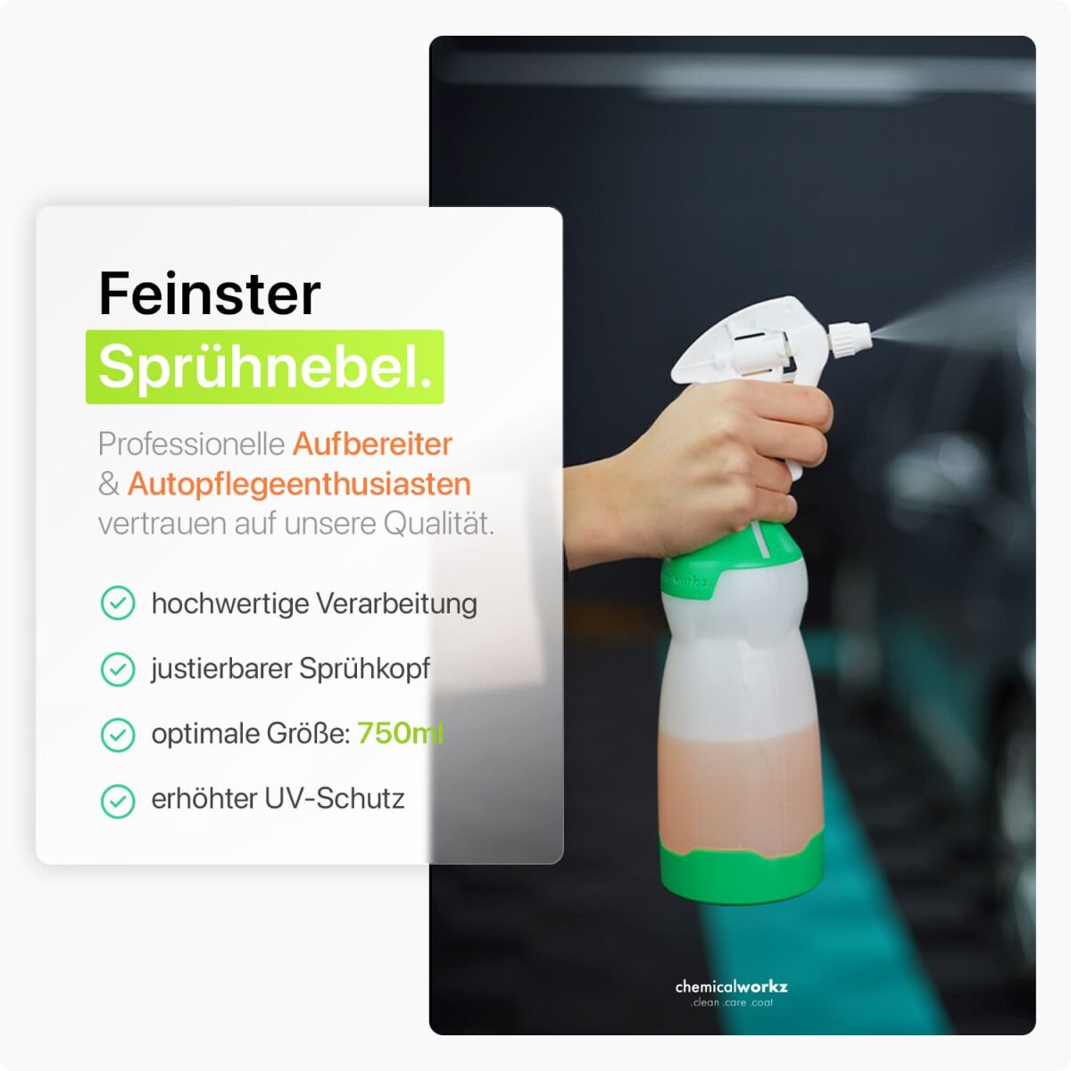 chemicalworkz Sprühflasche Grün mit Premium Trigger 750ml