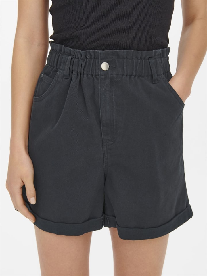 JACQUELINE de YONG Lässige Jeans Shorts Kurze Paperbag Bermuda Hose in Grau günstig kaufen