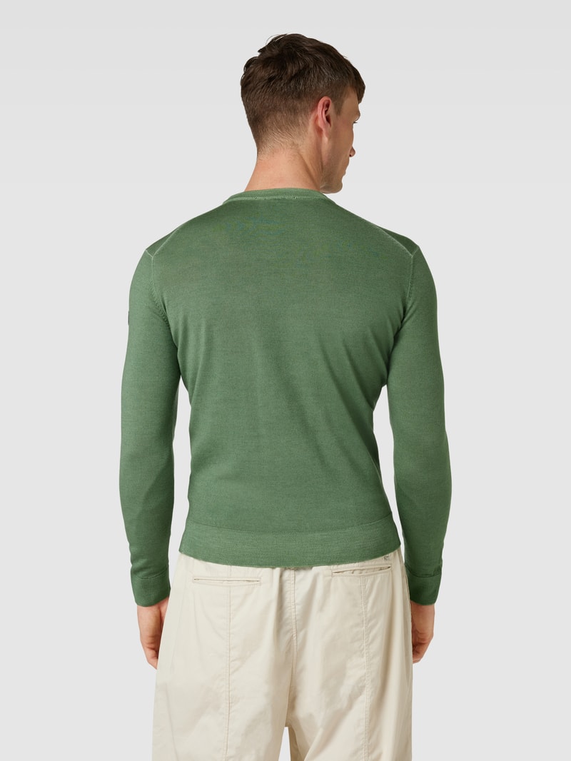 Strickpullover aus Schurwolle mit Rundhalsausschnitt in grün
