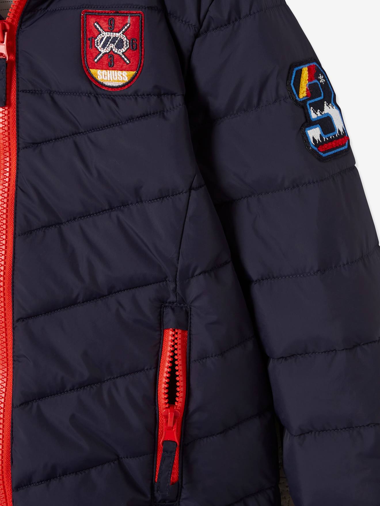 Vertbaudet Jungen Winterjacke mit Kapuze & Teddyfleece-Futter, Recycling-Polyester - nachtblau