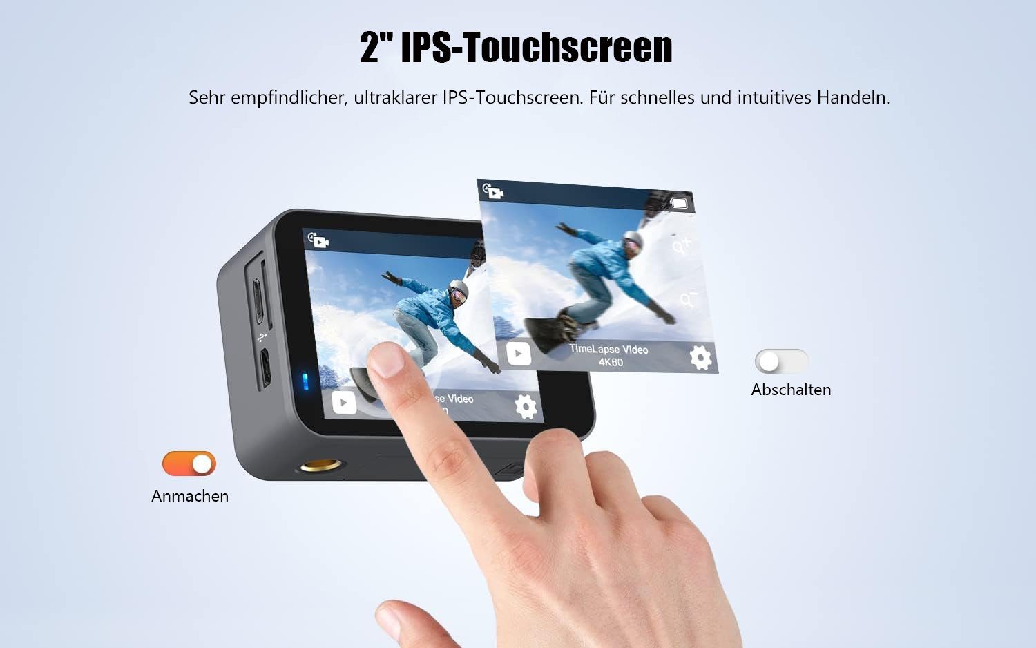 COOAU CU-SPC02 Action Cam 4K 60fps 20MP Touchscreen WiFi Sport Kamaras Action Cam (Ultra HD 4K, 2.4GHz WLAN( WiFi, 8x opt. Zoom, 6-Achsen-Anti-Shake-EIS,mit 8 x Zoom,Externem Mikrofon, 2-Zoll-IPS-empfindliche Touchscree, 2x1350mAh Akkus, 16 Zubehör K