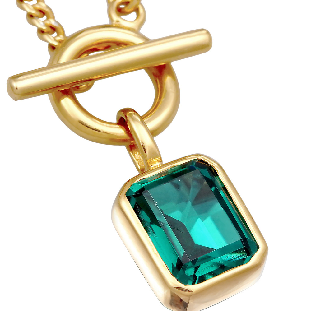 Elli Elli Collier Femmes Pendentif carré classique T-Bone avec pierre précieuse Quartz collier