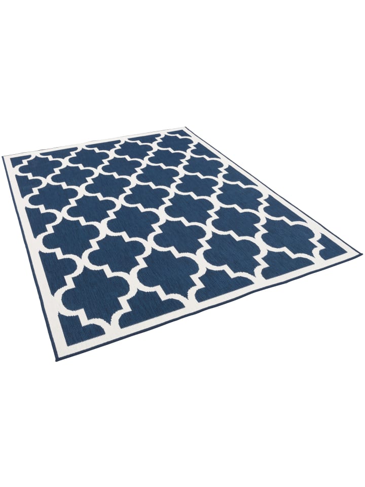 Pergamon In- und Outdoor Teppich Beidseitig Cape Cod Fliesenoptik in Blau günstig kaufen