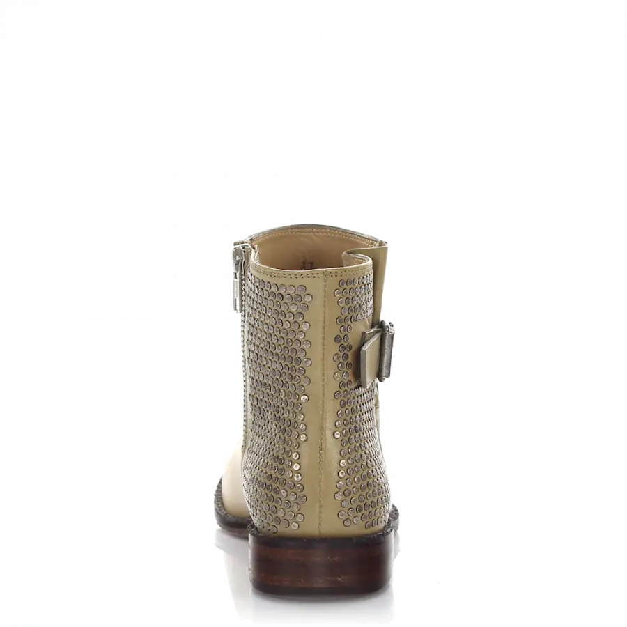 Rossano Bisconti - Stiefeletten Kalbsleder Nieten beige - beige