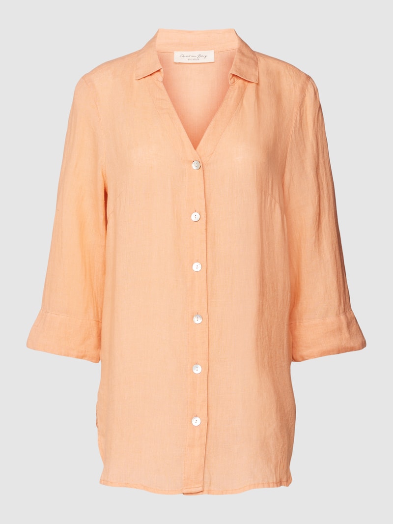 Leinenbluse mit Knopfleiste in apricot