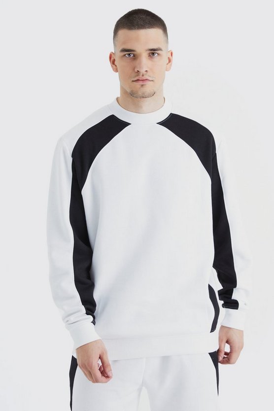 Tall Colorblock Sweatshirt-Trainingsanzug mit Reißverschluss-Detail