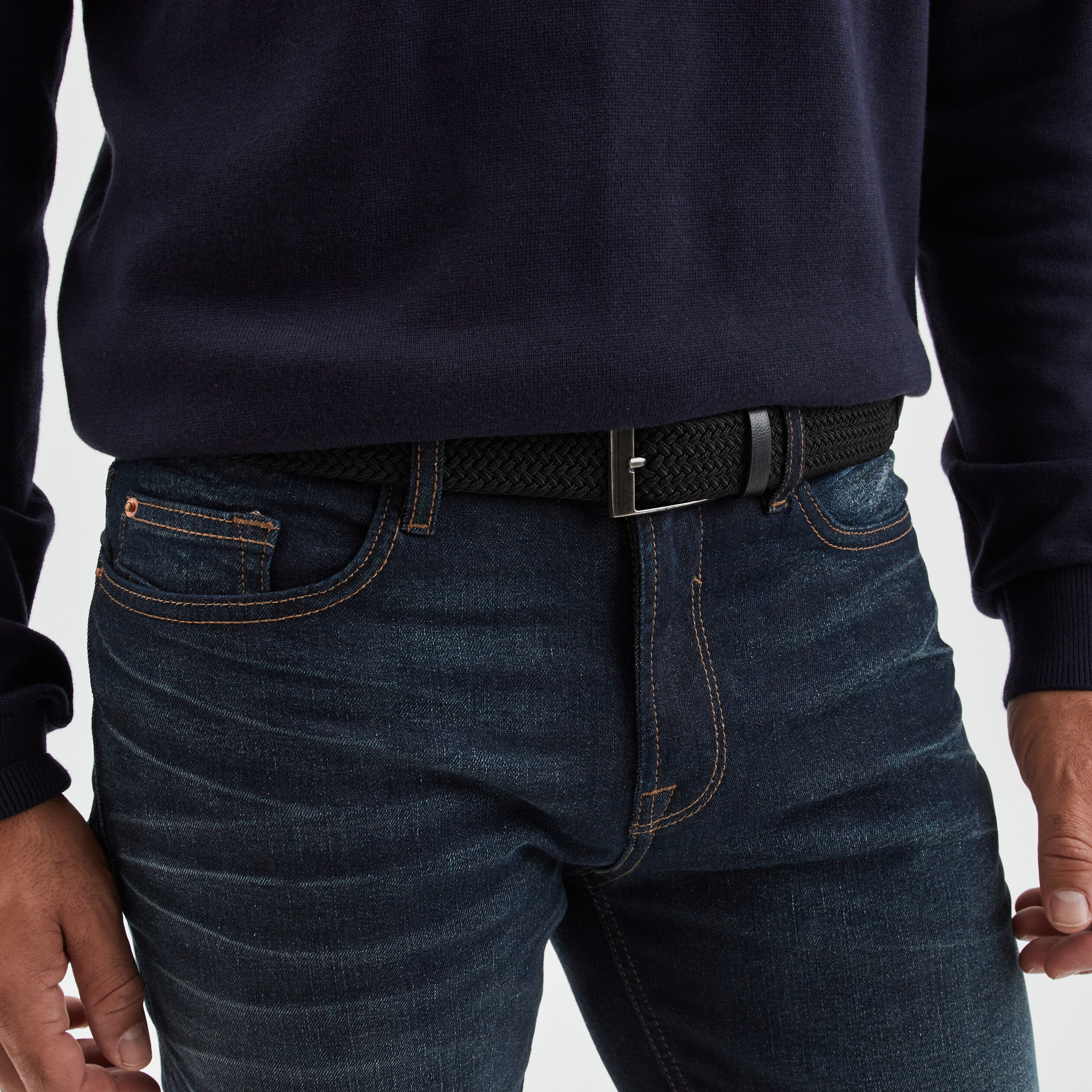Ceinture tressée noir homme | La Halle