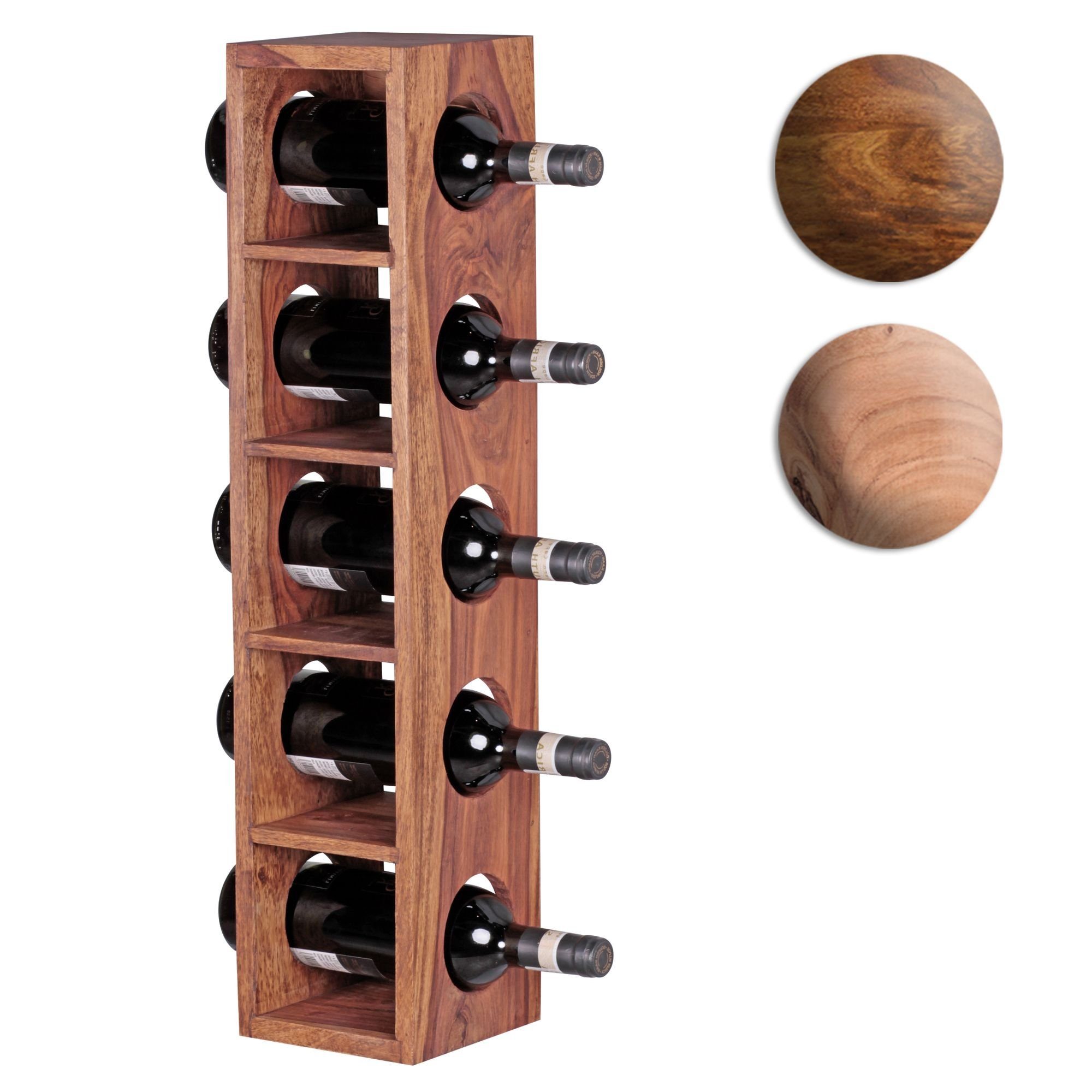 FINEBUY Weinregal SuVa3544_1, Akazie Massivholz für 5 Flaschen Modern 70 cm, Flaschenregal für Wandmontage, Standregal für Wein
