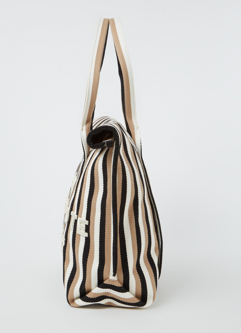 Marc Jacobs „The Beach Tote“ rankinė su dryžuotais raštais ir siuvinėtu logotipu.