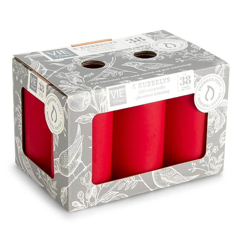 Vie Home Kubbelys 6-pk 6x11 cm rød