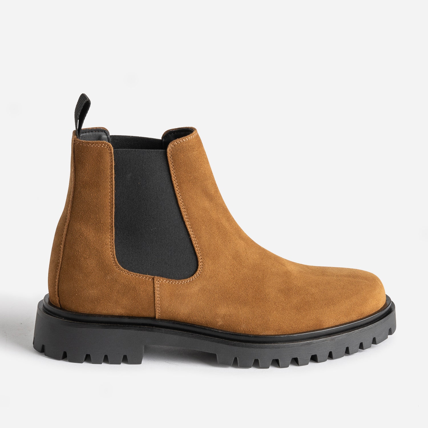 Chelsea boots beige foncé en cuir velours