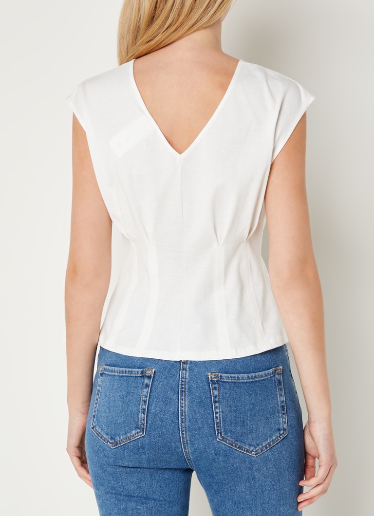 Top negru Dart Penny cu detalii plisate
