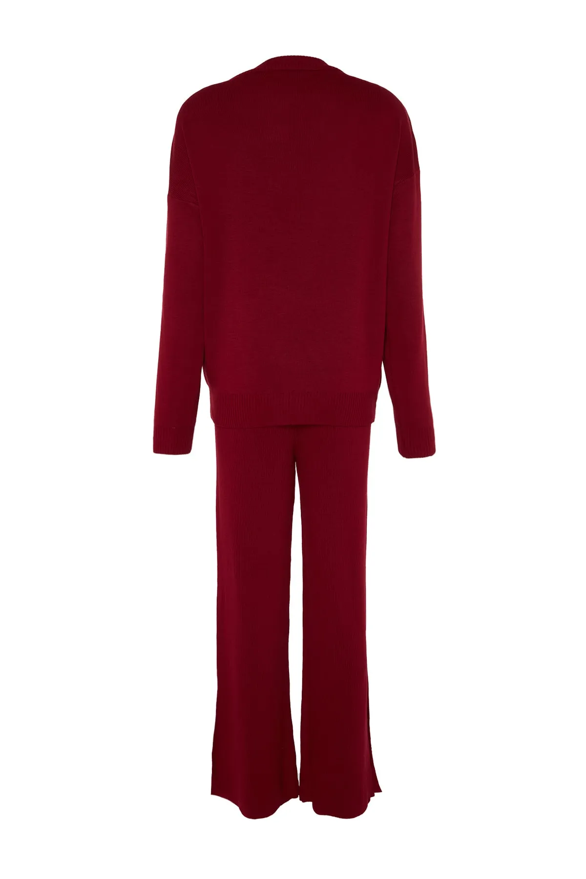 Trendyol Collection  Weinrotes Strickoberteil-Set mit Schlitzdetail THMAW22AU0502