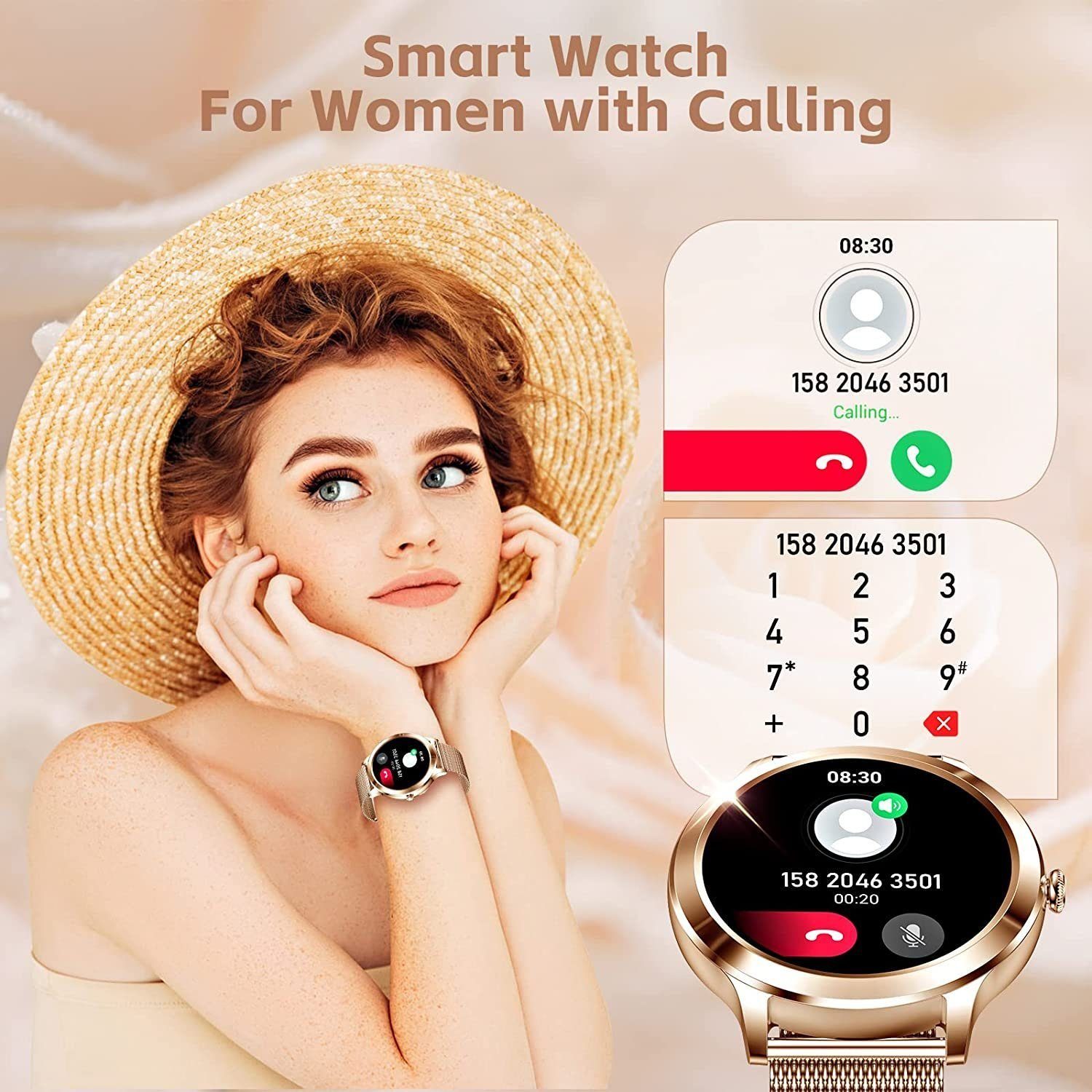 Mutoy Smartwatch, Fitness Tracker Uhr, Damen Herren Smartwatch (Fitnessuhr mit Telefonfunktion 1,08
