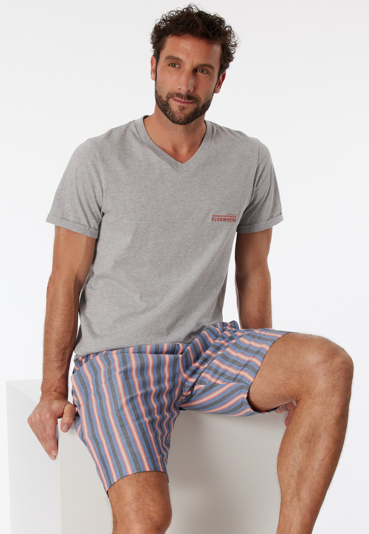 Shirt kurzarm Organic Cotton V-Ausschnitt grau-meliert - Mix+Relax