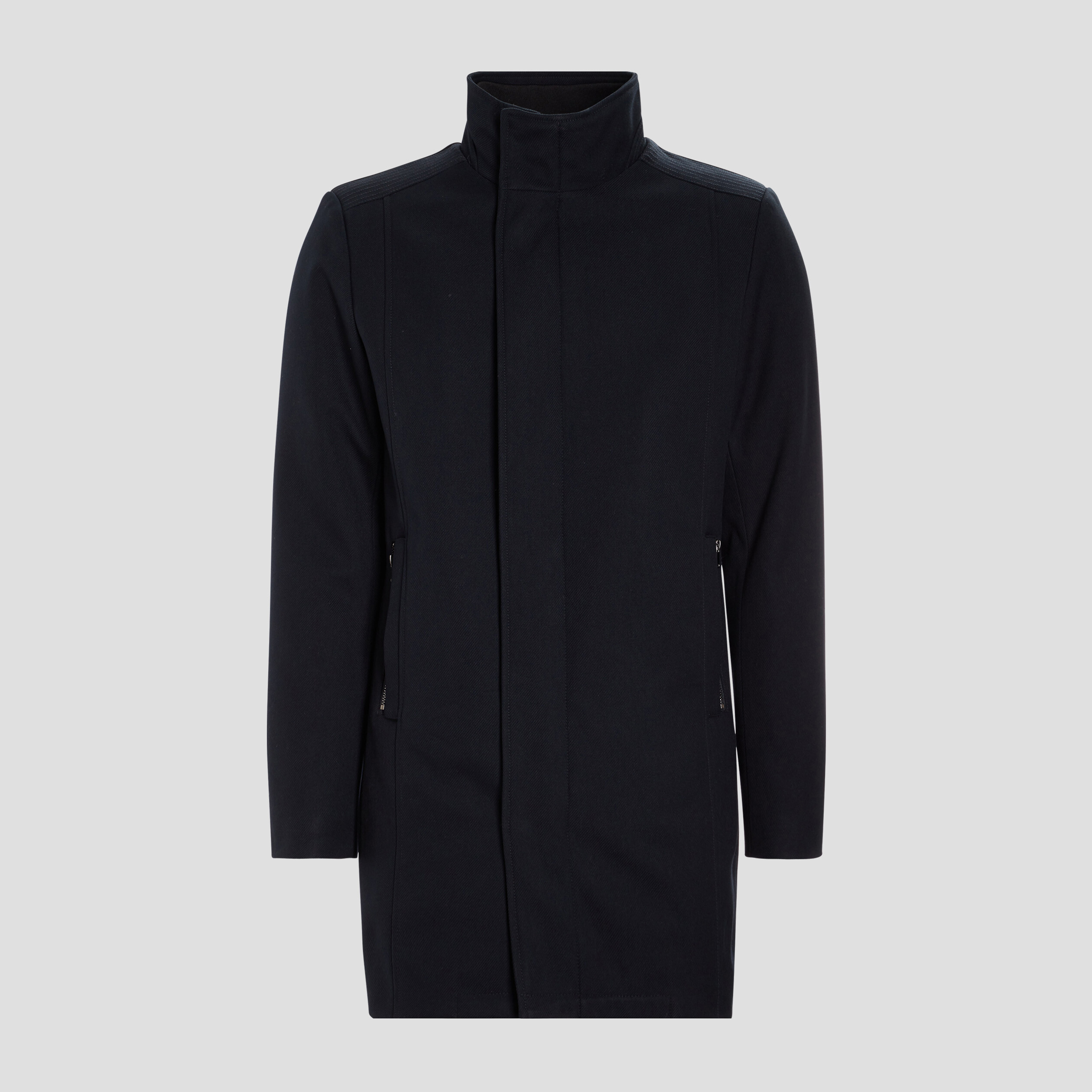 Manteau droit long bleu marine homme | La Halle