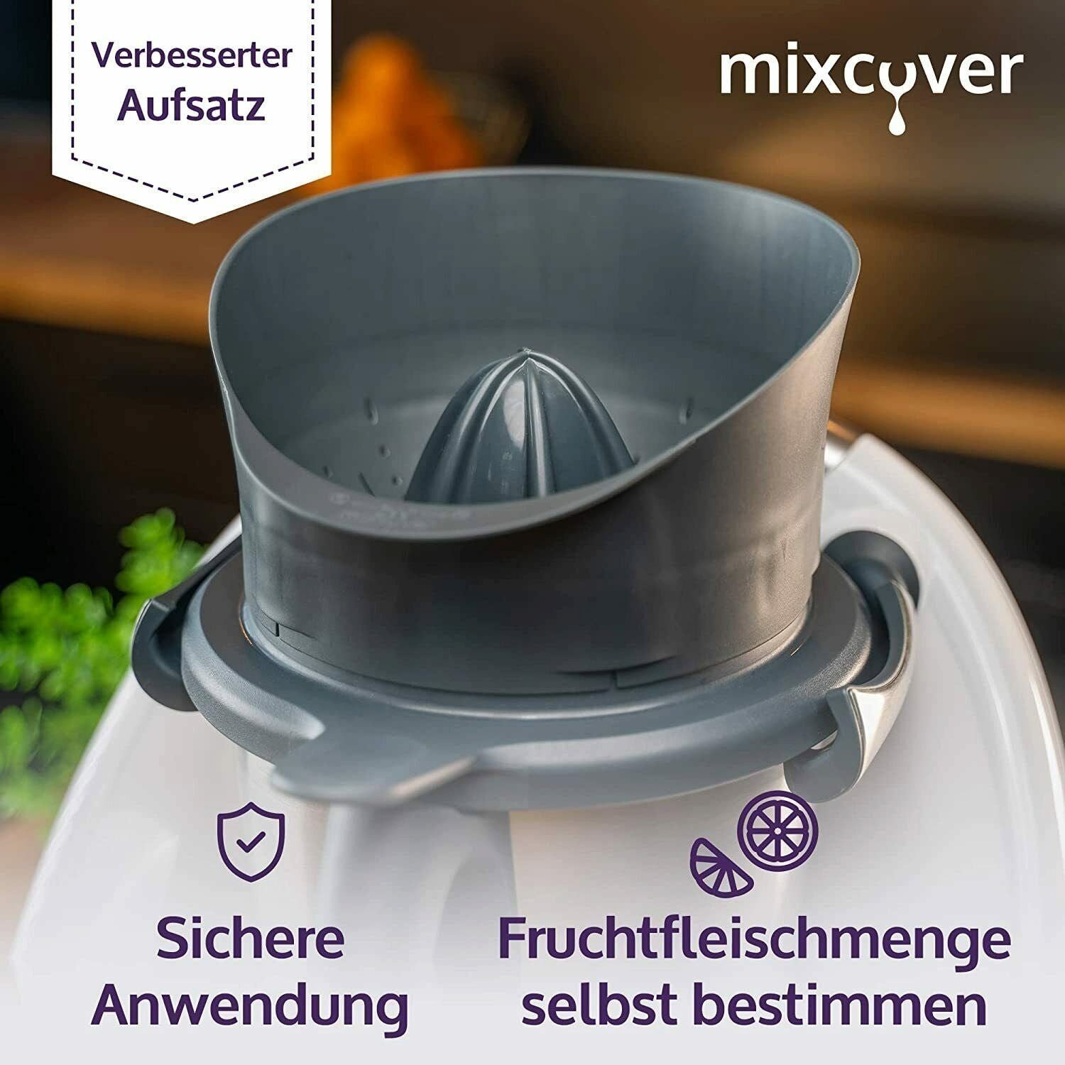 Mixcover Küchenmaschinen-Adapter mixcover verbesserte Saftpresse/Zitruspresse für Thermomix TM6 & TM5, Entsafter