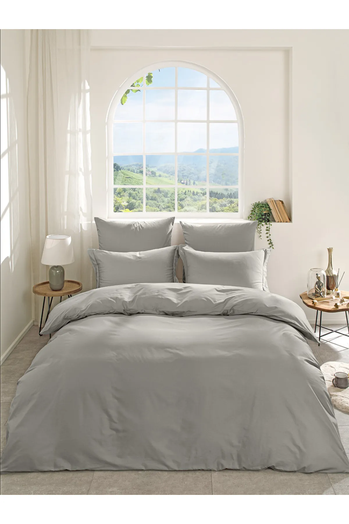 Karna Home  Klassisches Doppel-Bettbezug-Set aus Baumwollsatin