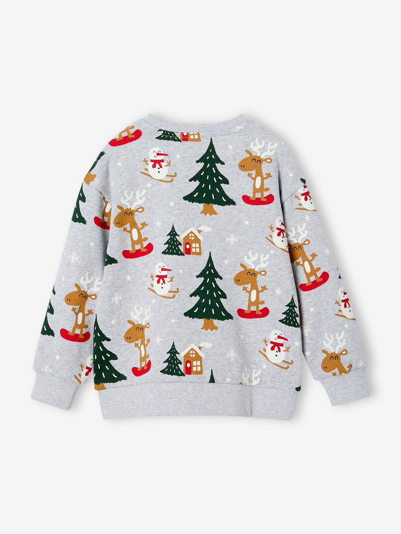 Vertbaudet Jungen Weihnachts-Sweatshirt - grau meliert