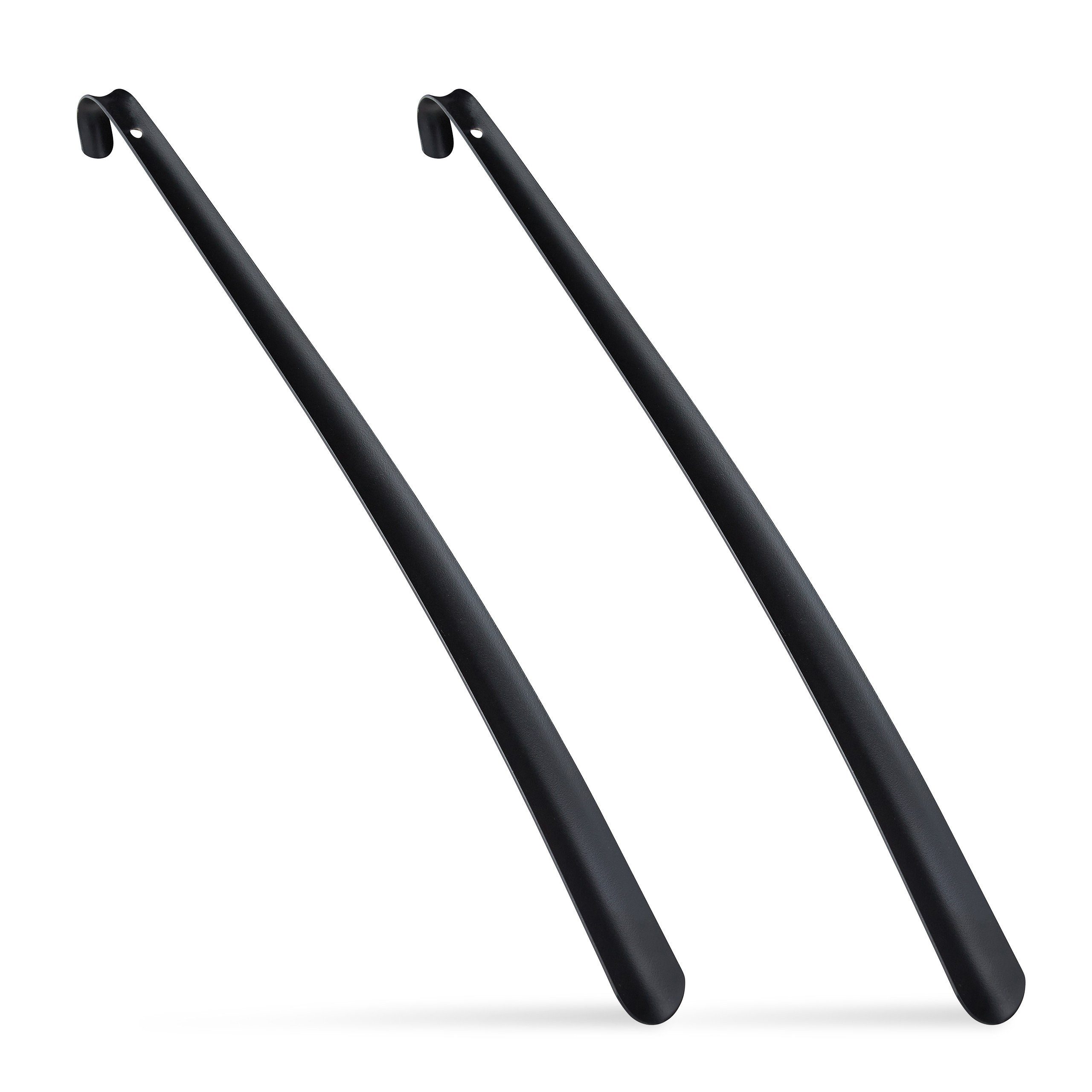 relaxdays Schuhlöffel Schuhlöffel Metall lang 2er Set, Schwarz