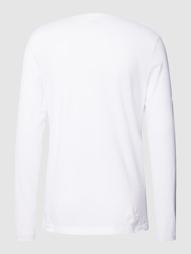 Longsleeve aus Baumwolle mit V-Ausschnitt im 2er-Pack in weiß