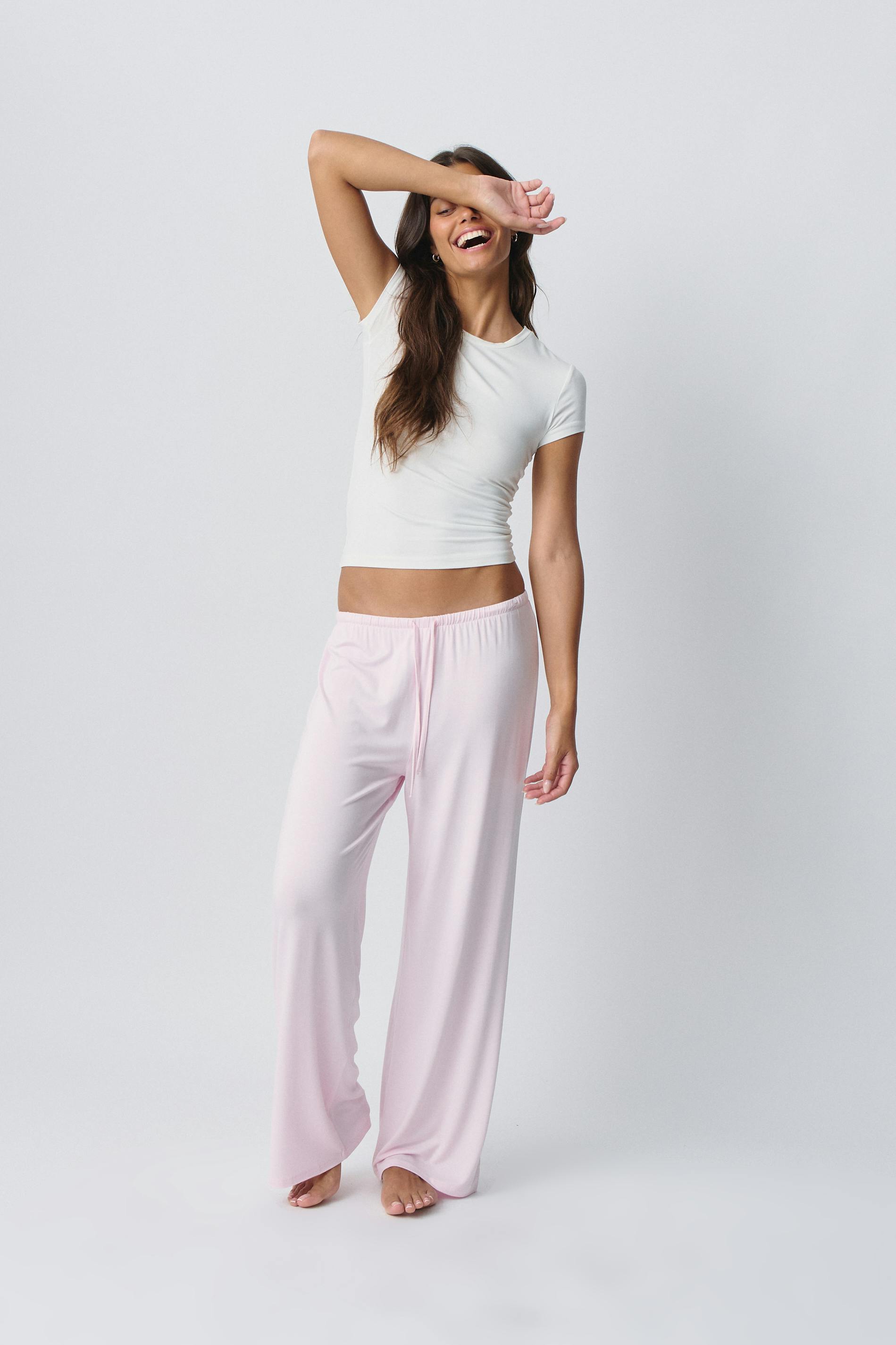 Drawstring wide trousers