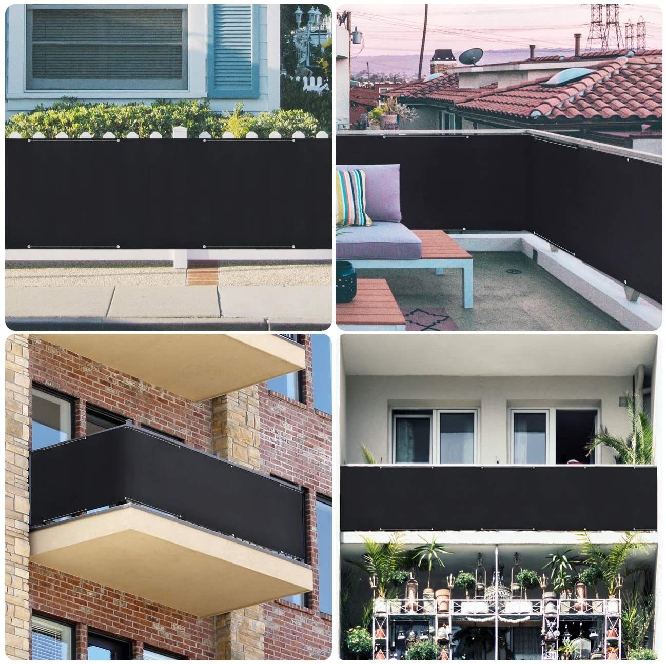 Sekey Balkonsichtschutz Meterware 75cm hoch Balkonsichtschutz Wetterfest Balkonbespannung Terasse Wetterfest, Sonnenschutz blickdicht, für 100% Privatsphäre