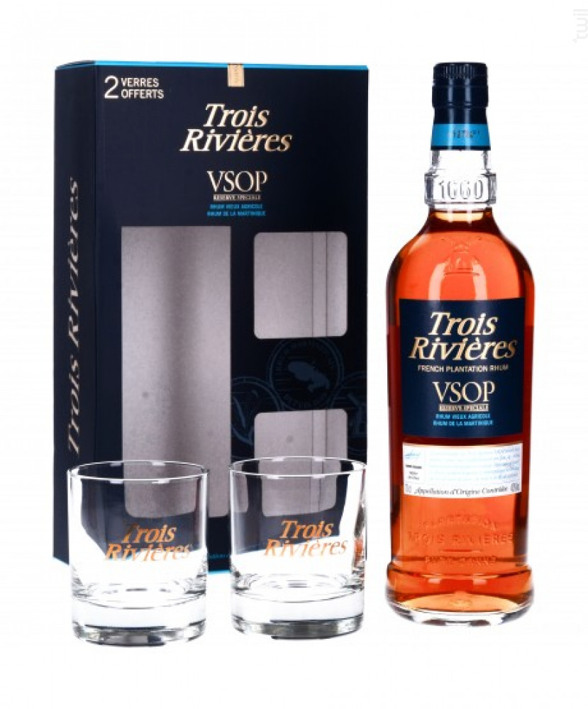 Trois Rivières Vsop Coffret + 2 Verres Rhum Trois Rivières