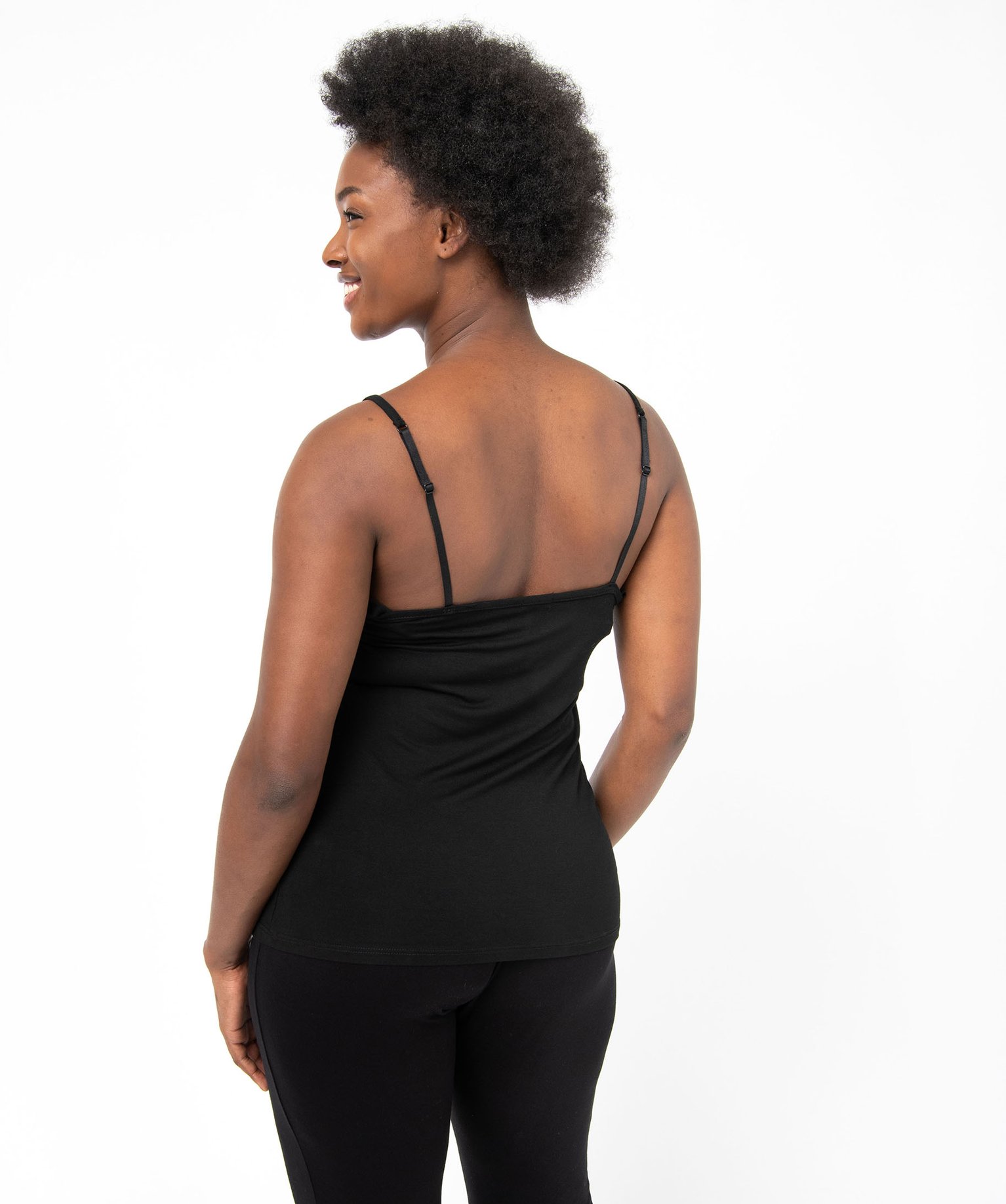 Haut de pyjama femme à fines bretelles et dentelle noir | GEMO