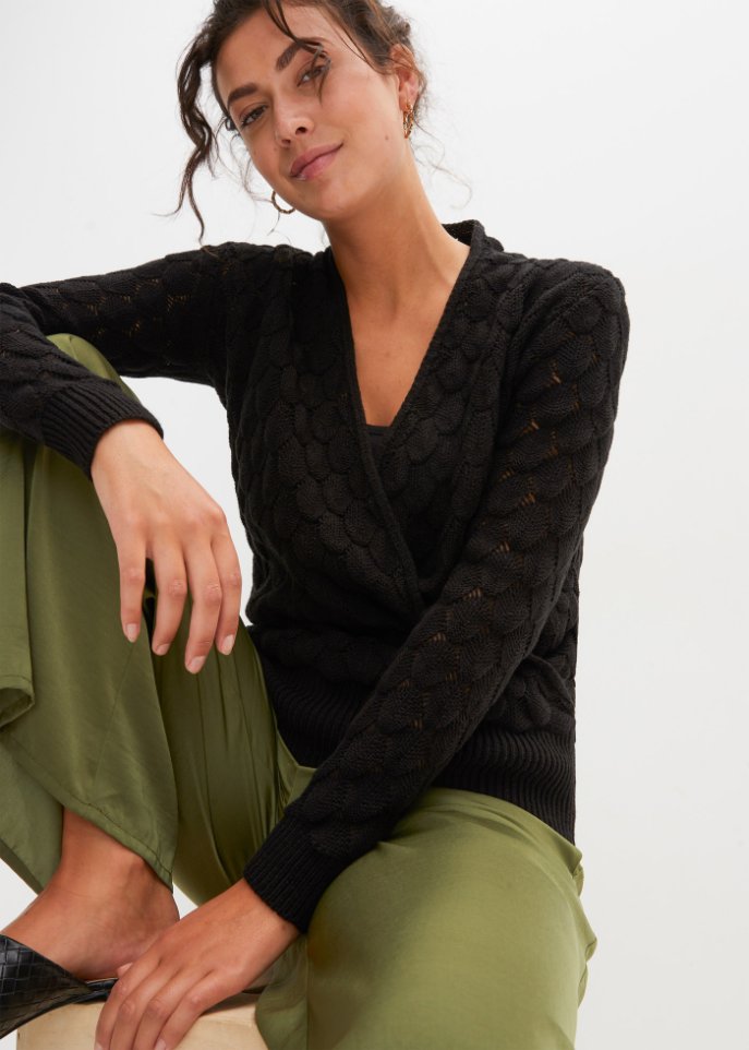 Ajour-Pullover in Wickeloptik