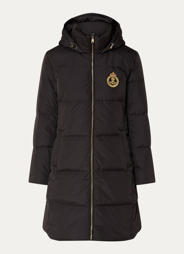 Ralph Lauren ilgas pūstas paltas su pūkų užpildu ir gobtuvu