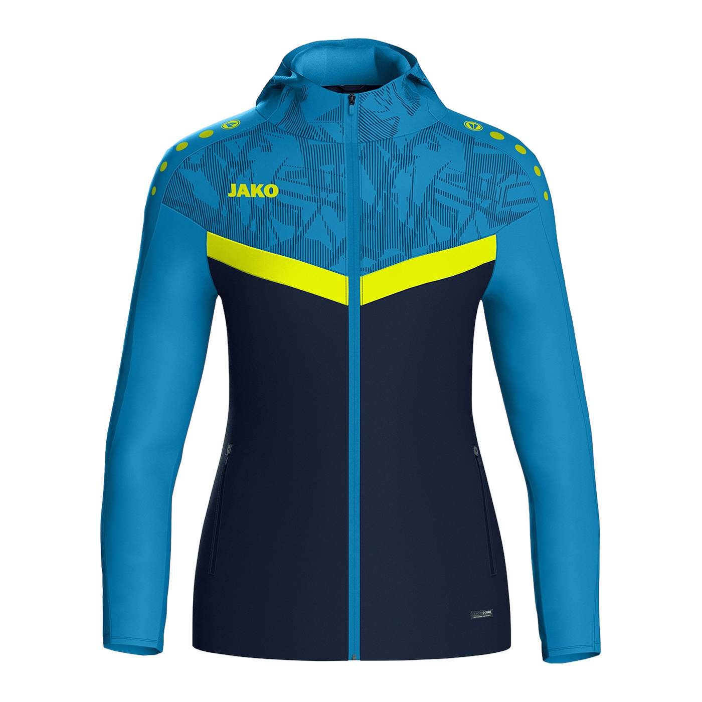 JAKO Icon Kapuzenjacke Damen Blau Gelb F914