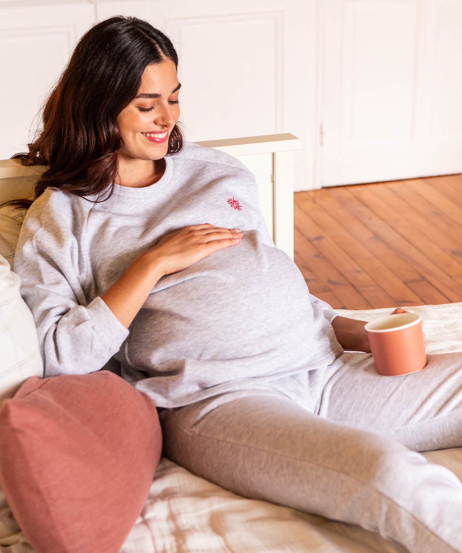 Sweat femme spécial maternité gris | GEMO