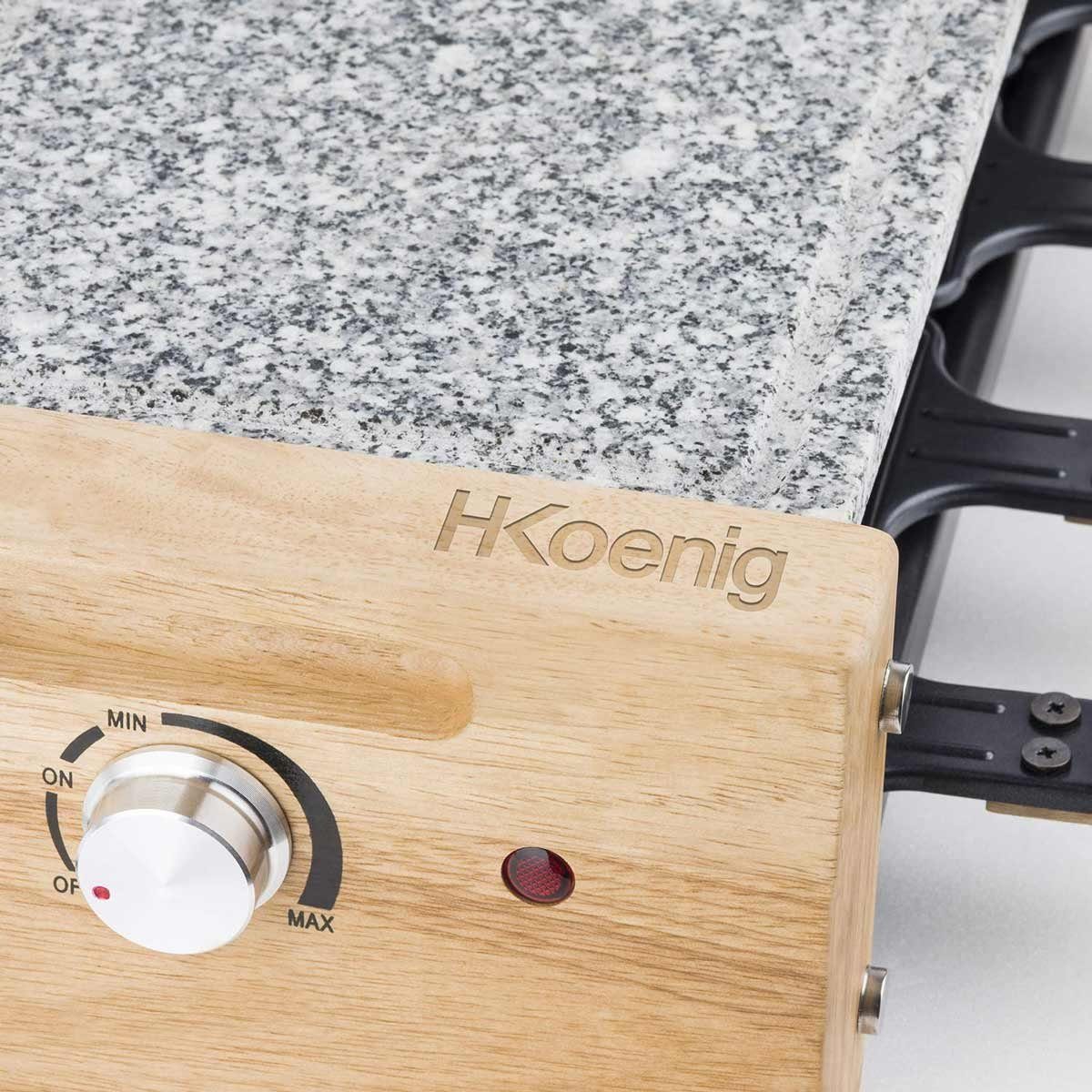 H.Koenig Raclette WOD8 Raclette-Grill für 8 Personen in Holz-Optik, 1200 W