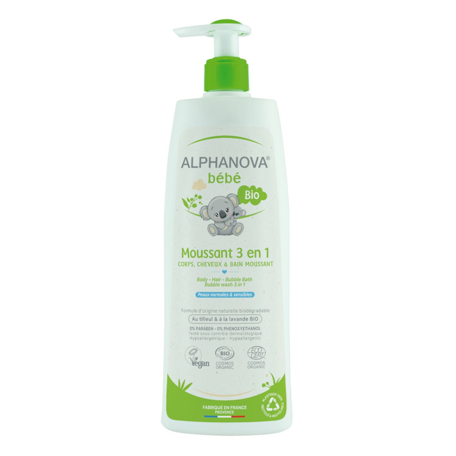 Alphanova Bébé Moussant 3 en 1 Corps & Cheveux Bio -500 ml