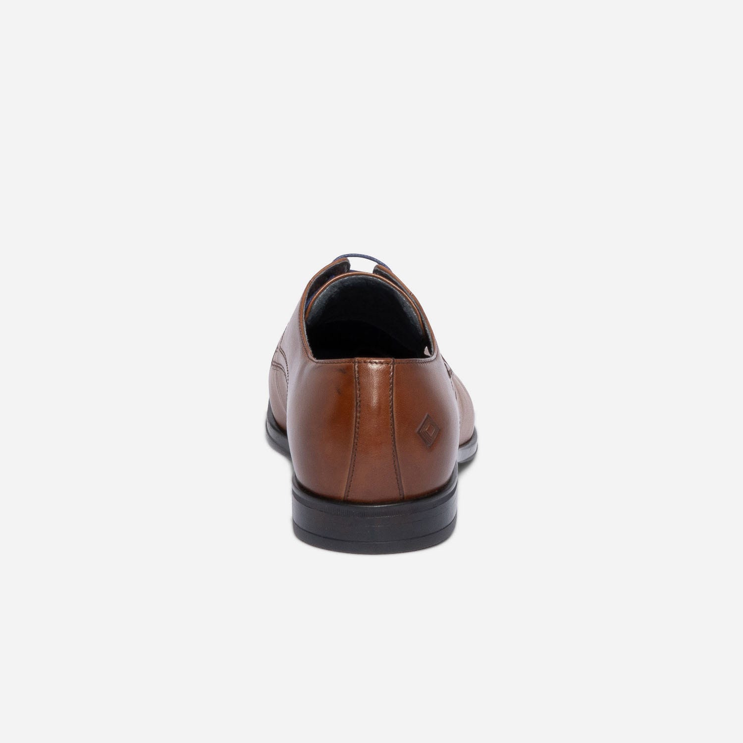 Derby cognac en cuir à lacet bleu