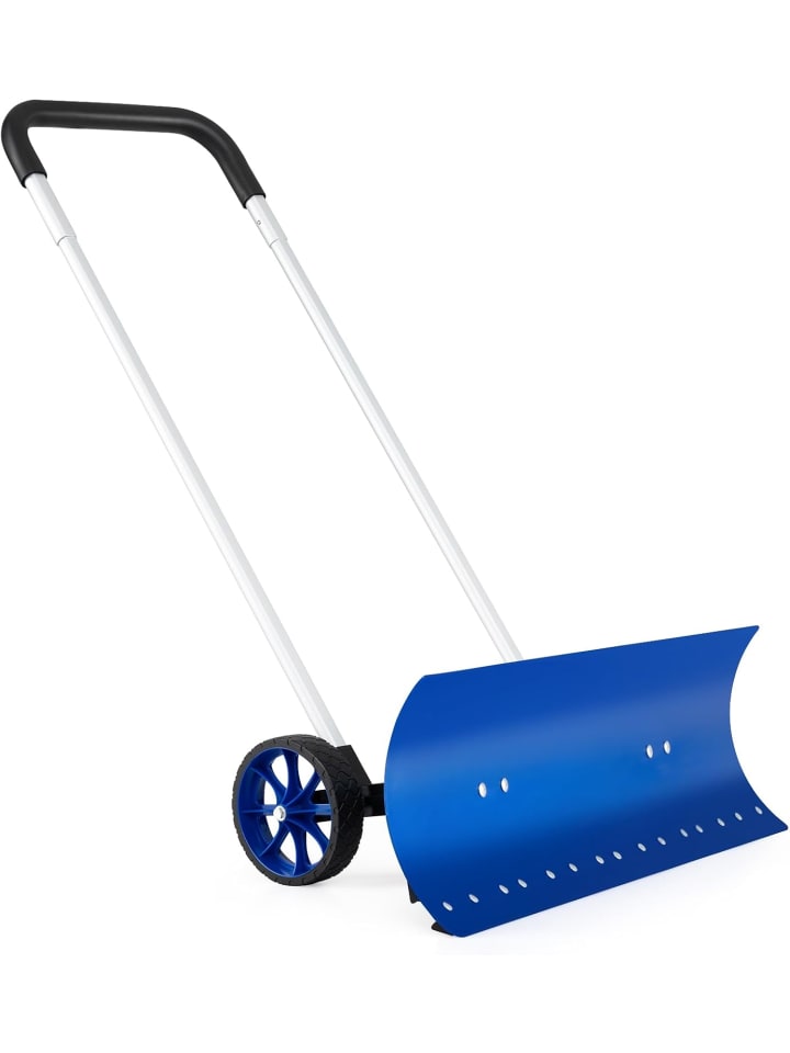 COSTWAY Schneeschaufel auf Rädern Schneeschild 95cm Alu in Blau günstig kaufen onesize