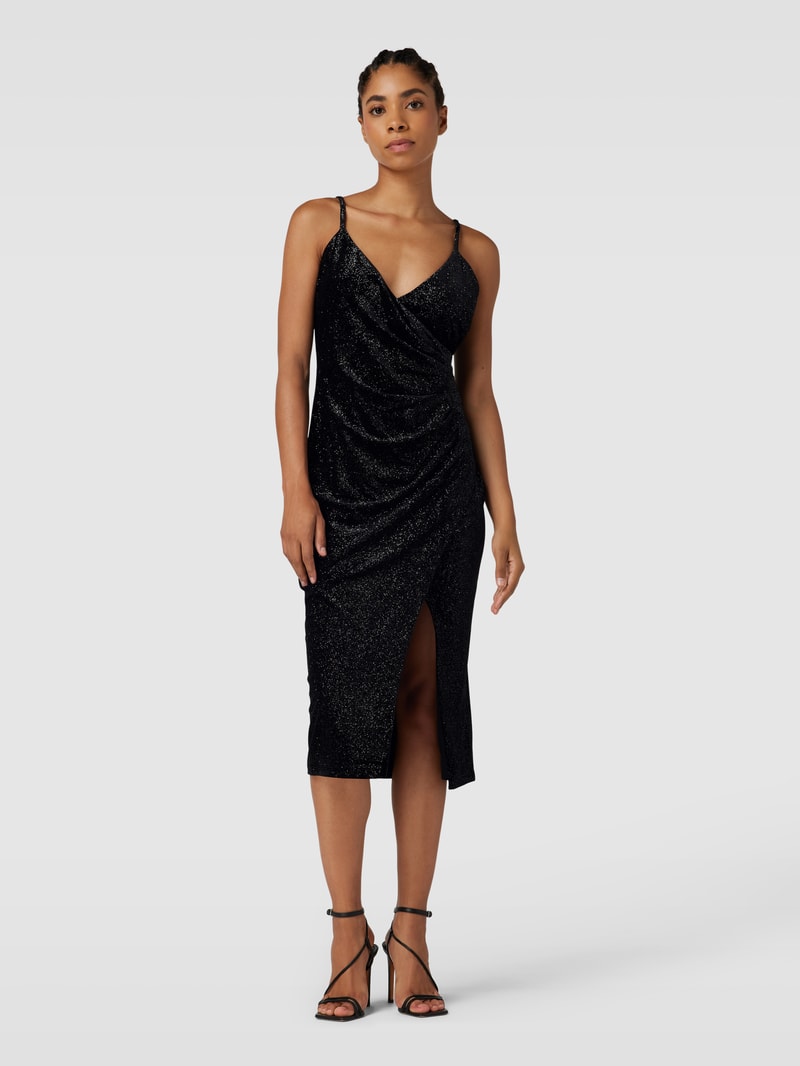 Cocktailkleid in Glitzer-Optik in schwarz