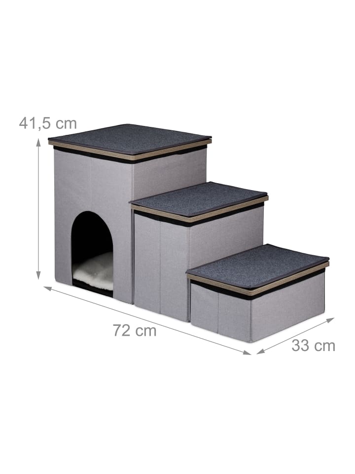 relaxdays Hundetreppe in Grau - (B)72 x (H)41,5 x (T)33 cm günstig kaufen onesize