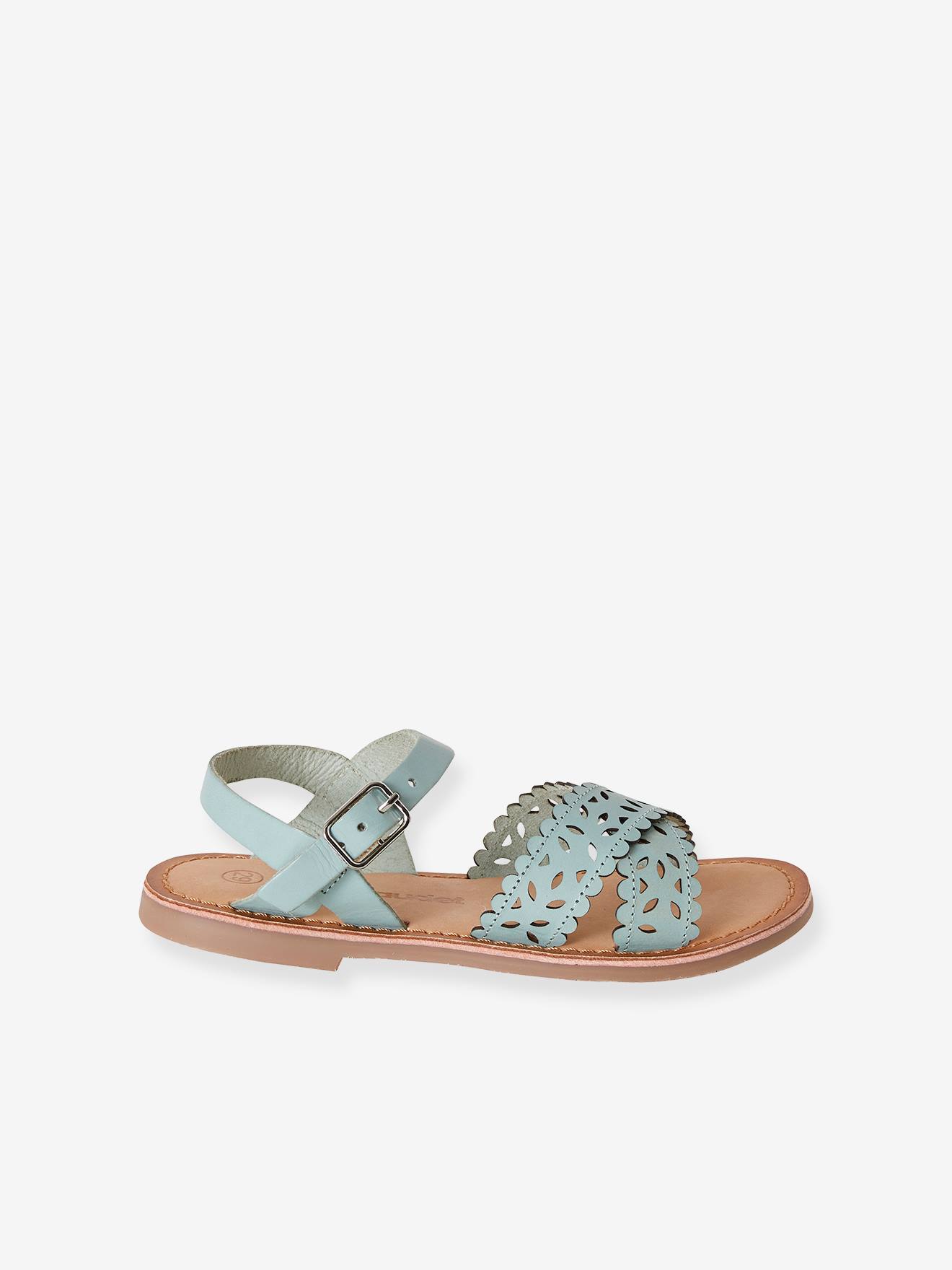 Vertbaudet Mädchen Sandalen, pflanzlich gegerbtes Leder - aqua