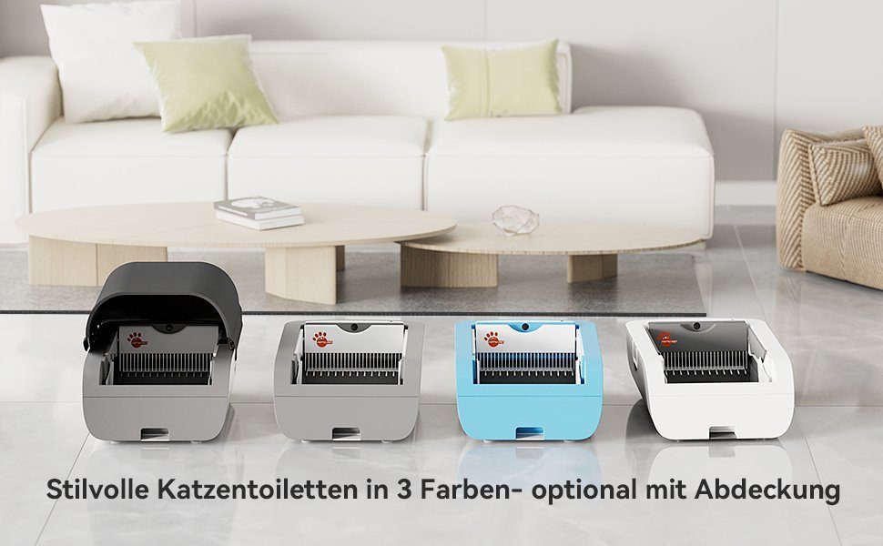 AstroPet Katzentoilette Tastensteuerung, Batteriebetrieben, Einklemmschutz und Desodorierung, 79,5L x 27,5B x 52,5H cm