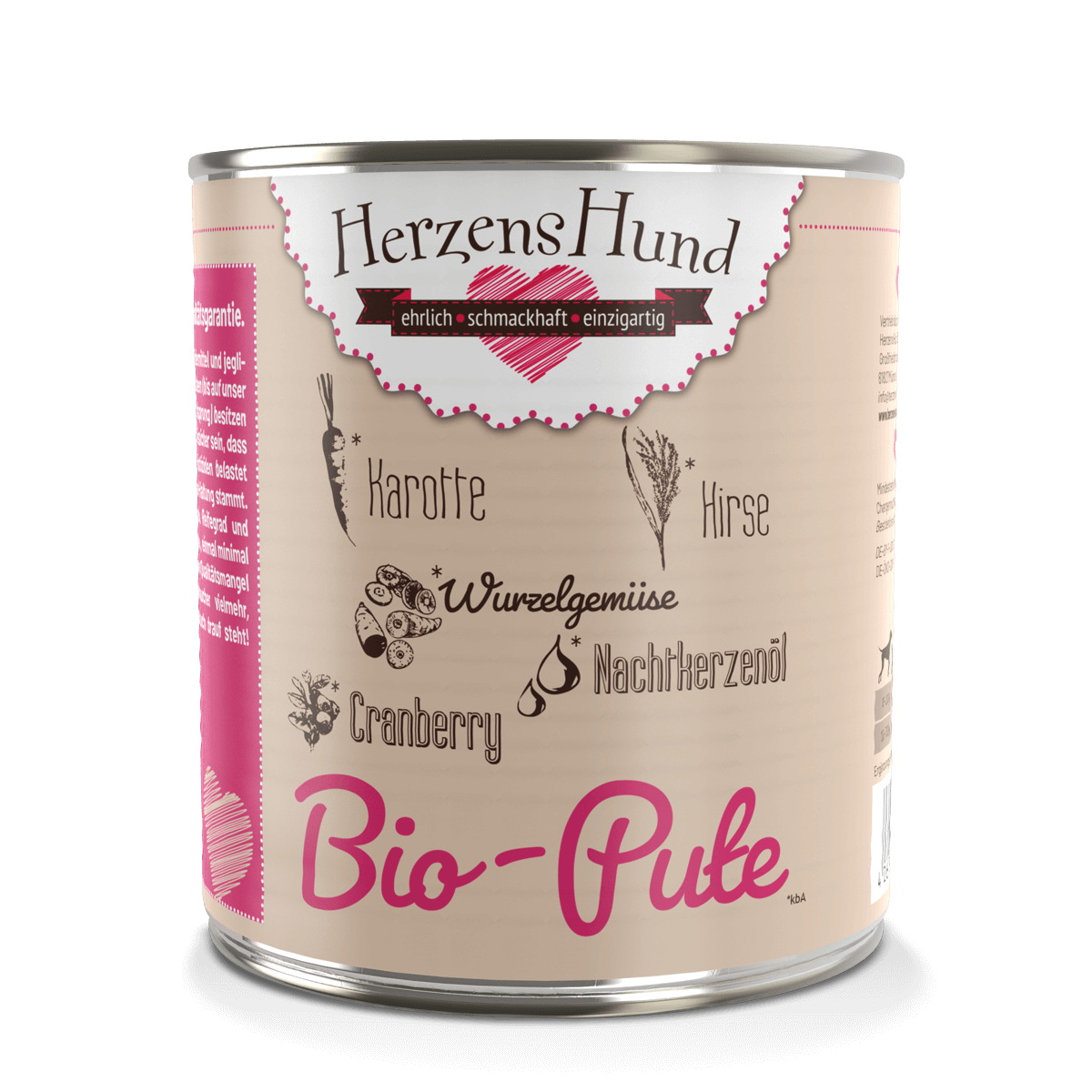 HerzensHund Hundenassfutter HerzensHund Adult 6x800g Bio Pute