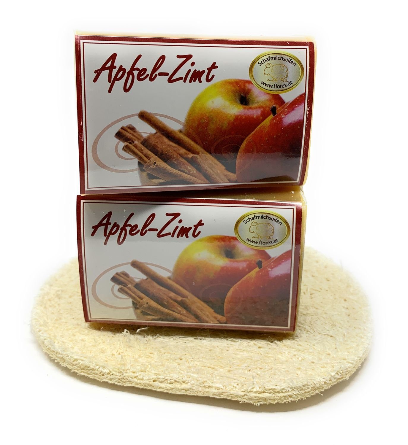 Gerlinde Hofer _ Florex GmbH Handseife 8002MC Apfel Zimt, 2-tlg., Set Schafmilchseife mit Bio Schafmilch + Seifenablage 200 g
