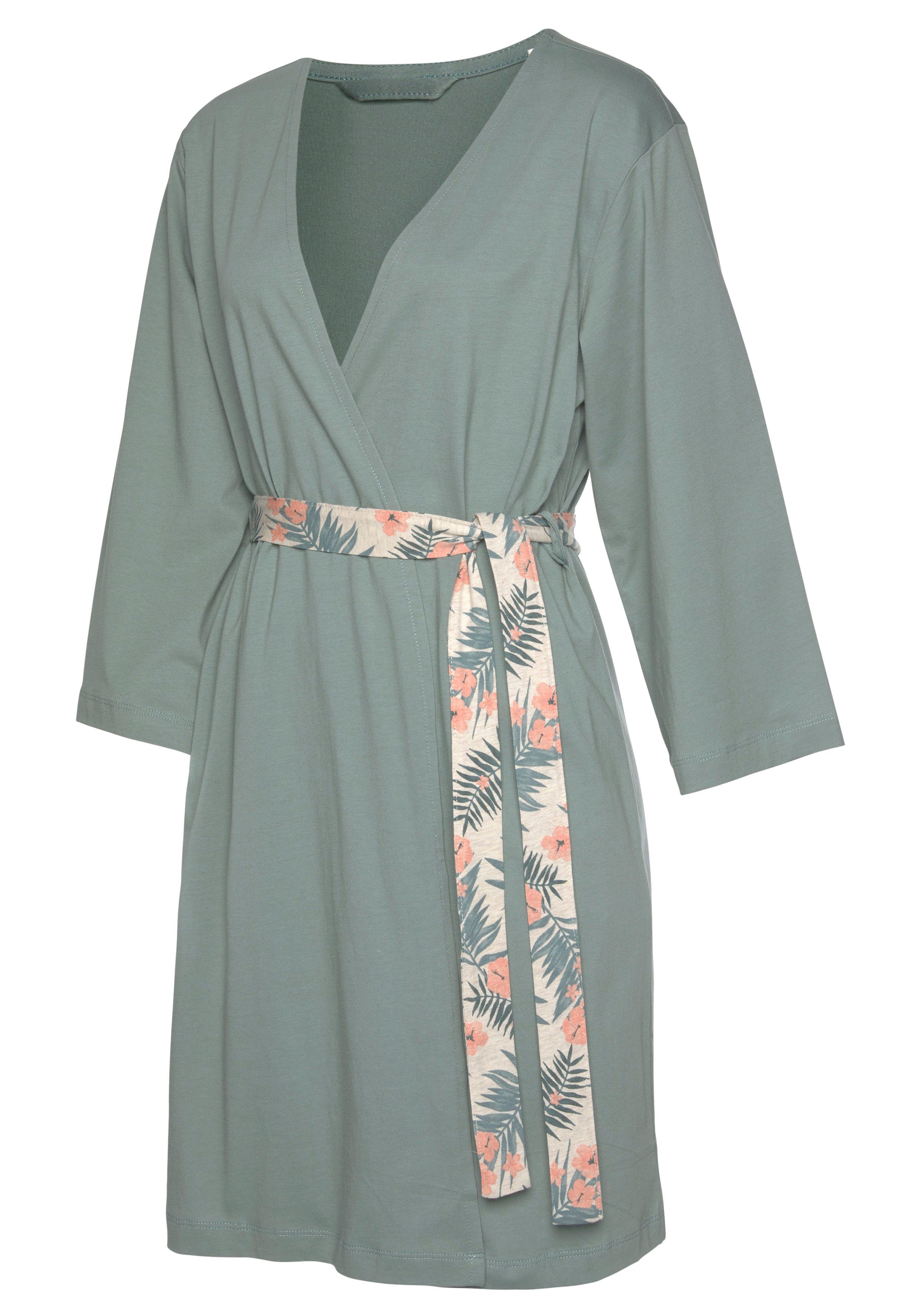 LASCANA Kimono, Kurzform, Baumwolle, Gürtel, in uni und Allover-Druck