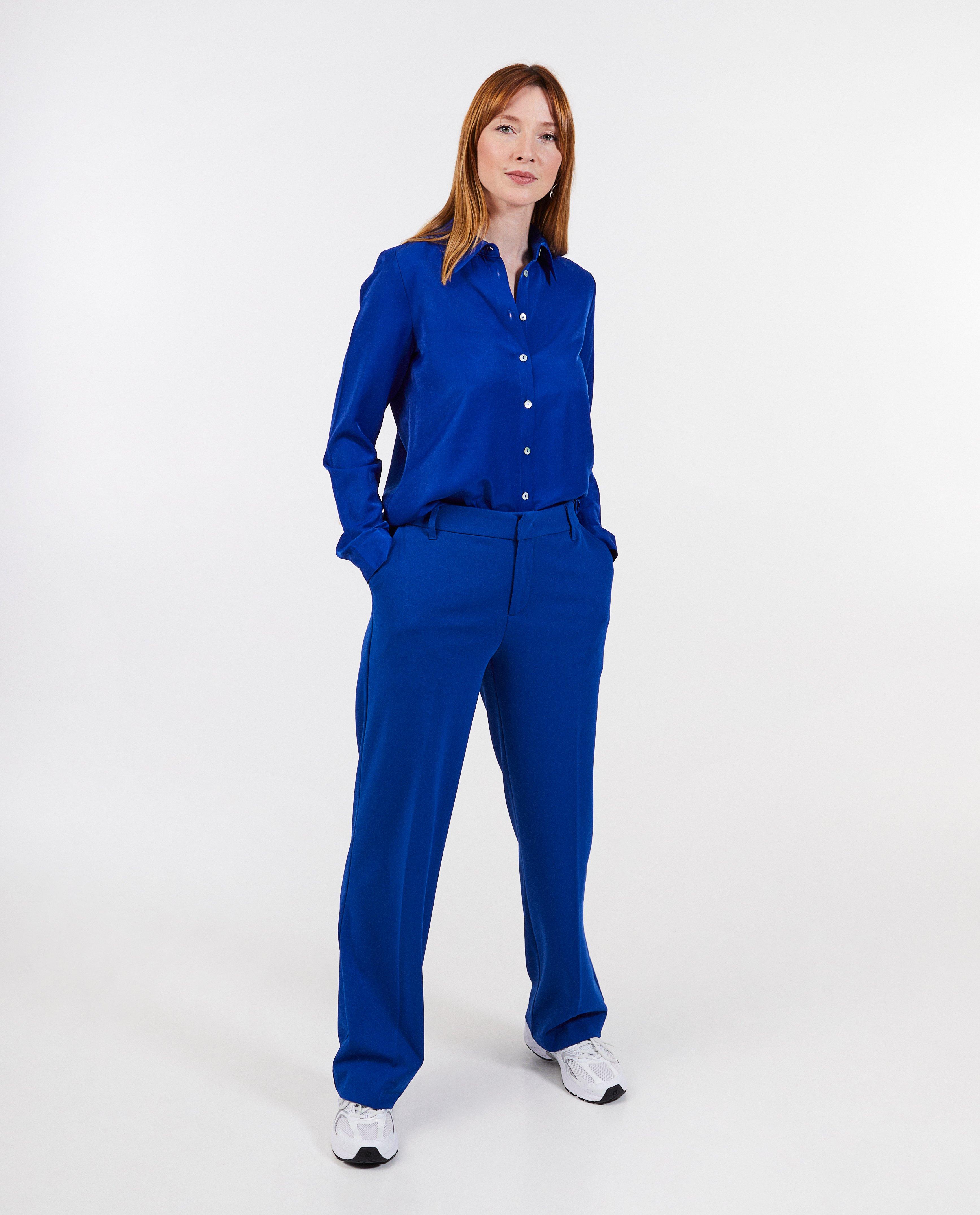Cămașă satinată Sora Blue albastru închis